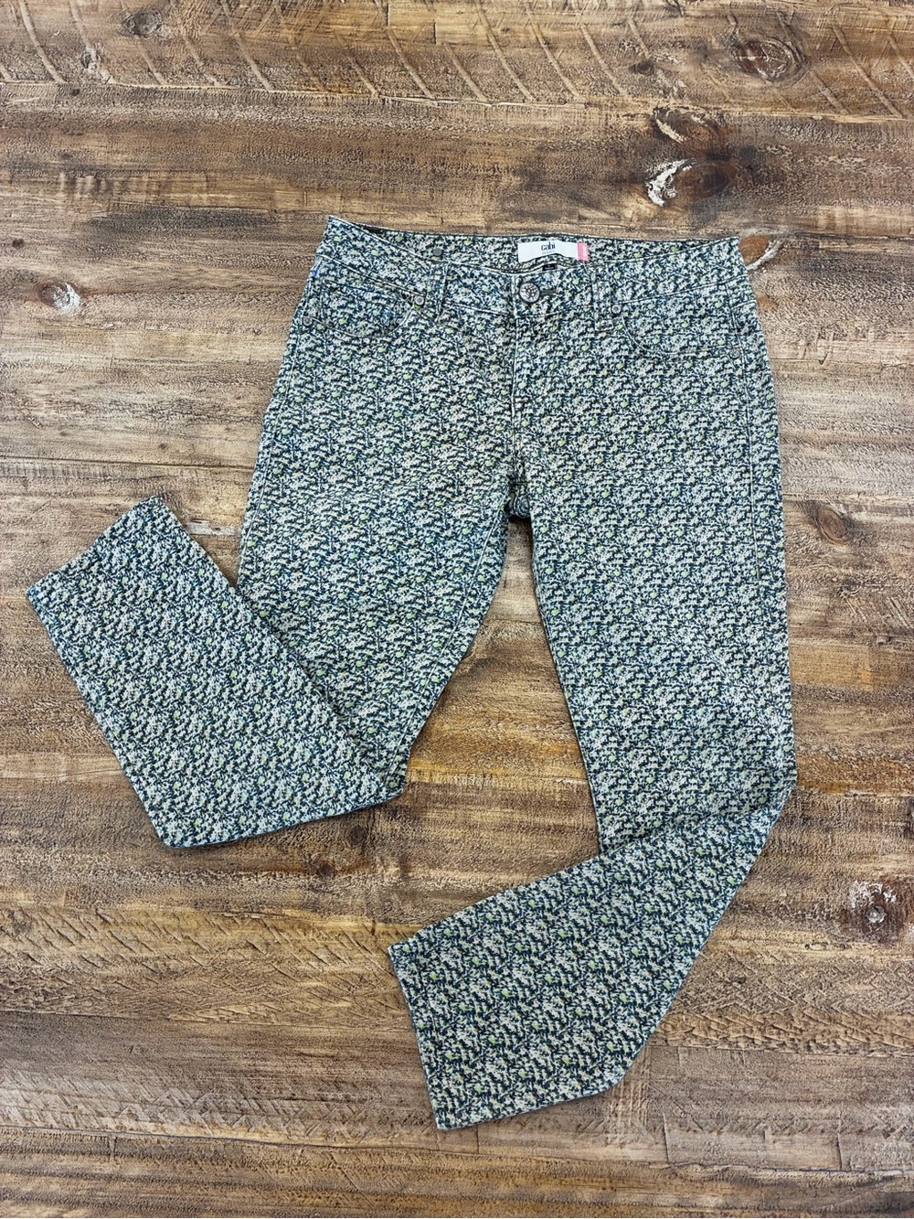 CAbi Yellow Green Speckled Women’s Jeans